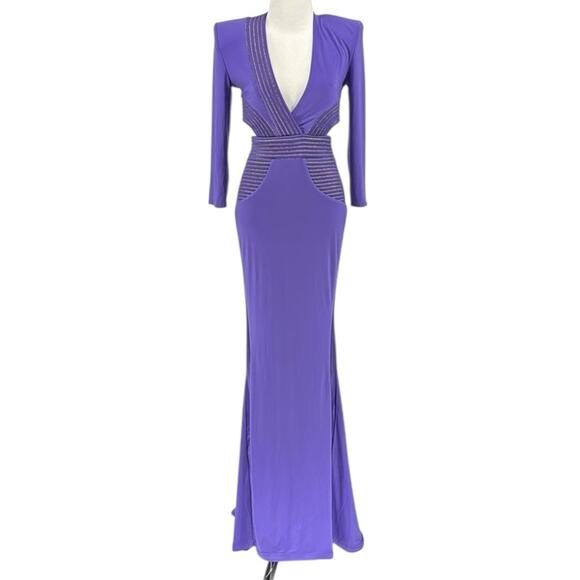 Zhivago Go Your Own Way Cutout V-Neck Maxi Dress Purple Gown US Size 4 - Picture 6 of 11